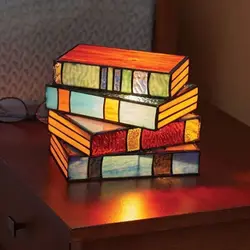 Stained Glass Stacked Books Lamp