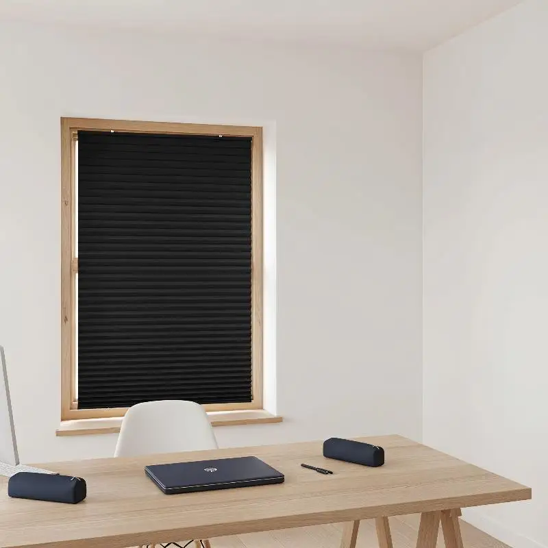 Self Adhesive Light Filtering Window Shades Cordless Pleated Fabric Blinds Non Toxic for Kids Nursery Room Window