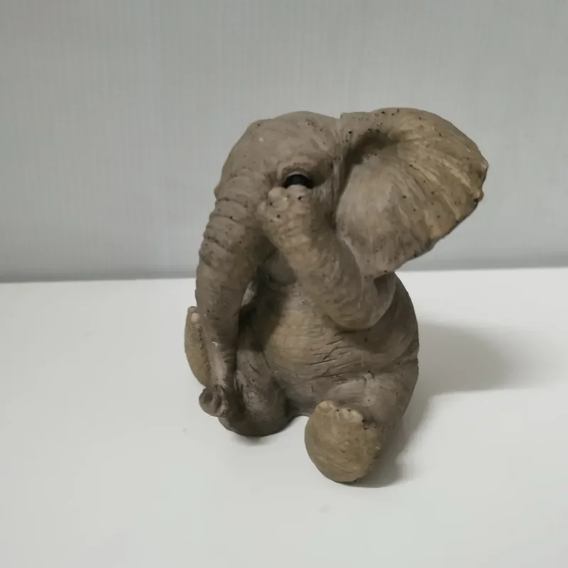 Figurines Lucky Feng Shui en Forme d'Éléphant Gris, Accessoire Créatif en Résine, 3 Types