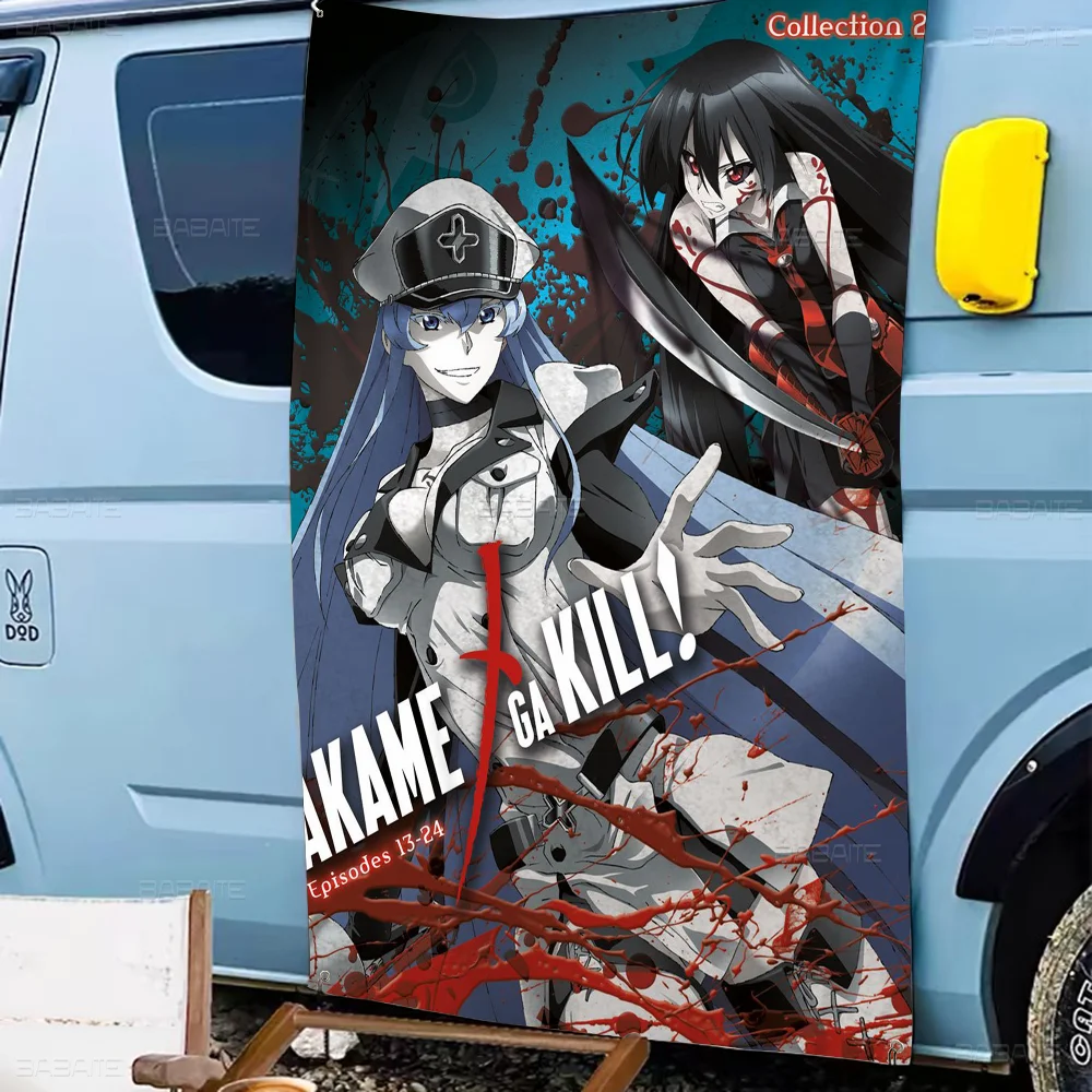 Anime Akame Ga KILL Small Size Cheerleading Banner Hand Pulled Flag Outdoor Atmosphere Flags