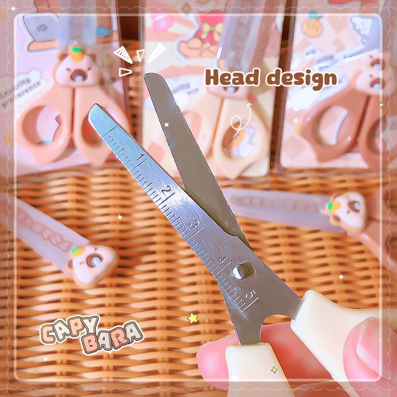 Zufällig 1PC Cartoon Capybara Schere Sicherheit DIY Hand Made Schere Papier Schneiden kinder Schere Schreibwaren Schule Liefert