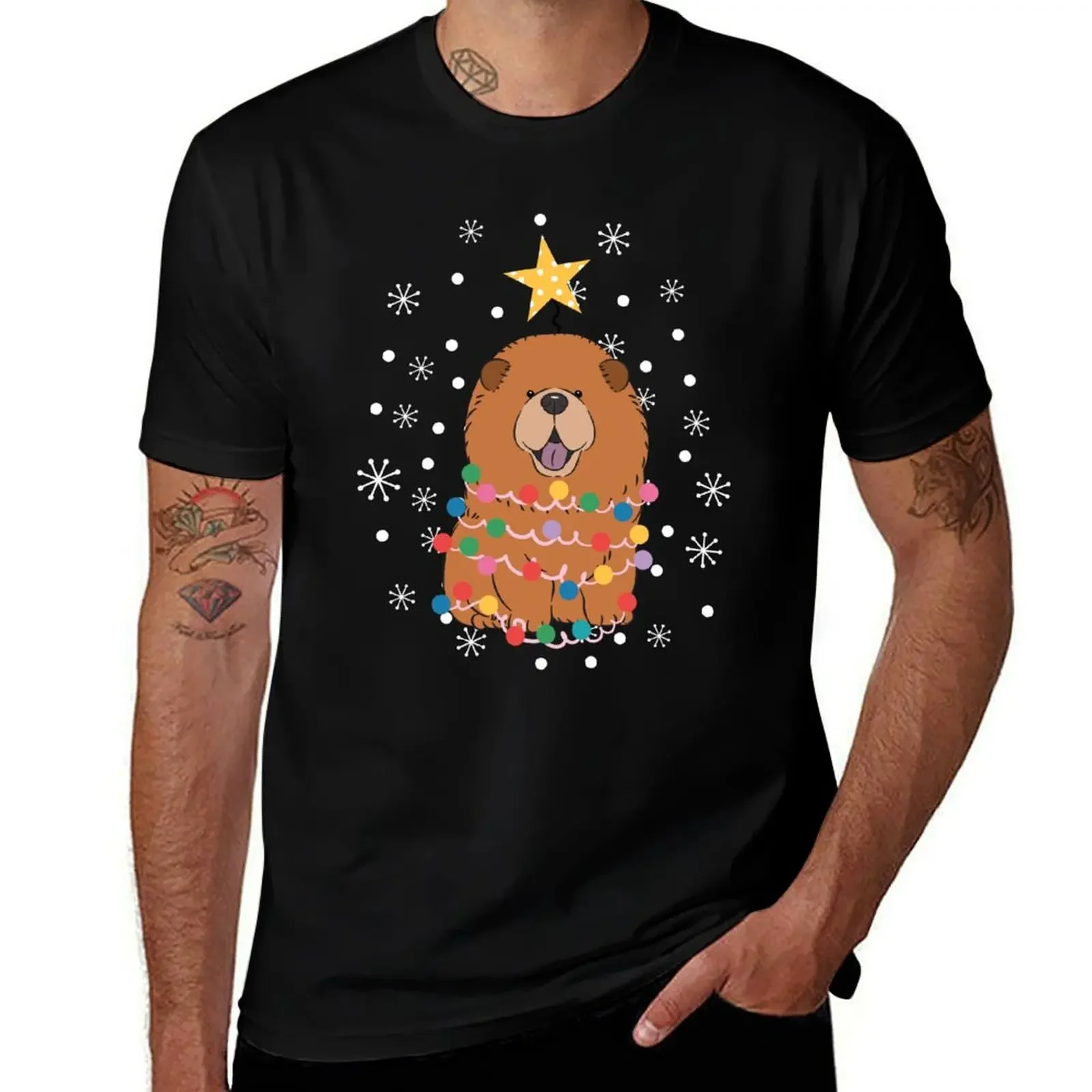 Red Chow Chow Christmas Tree T-Shirt graphic shirts blue lock mens t shirts pack