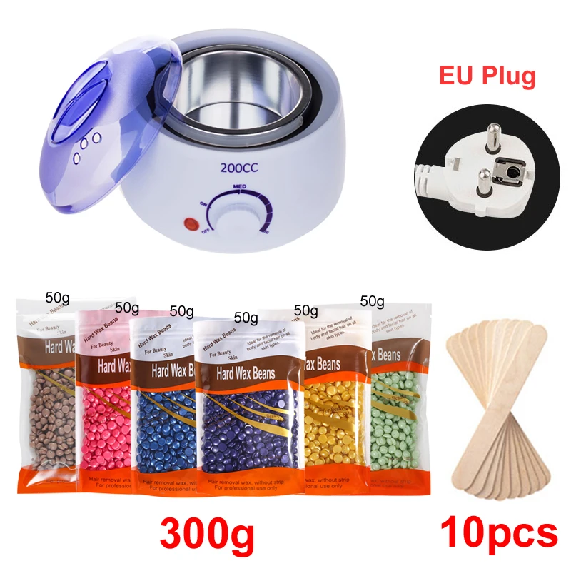 200ml Ontharing Tool Smart Warmer Wax Heater Handen Voeten Epilator Ontharingscrème Huidverzorging Paraffine Machine Kit + Wax bonen
