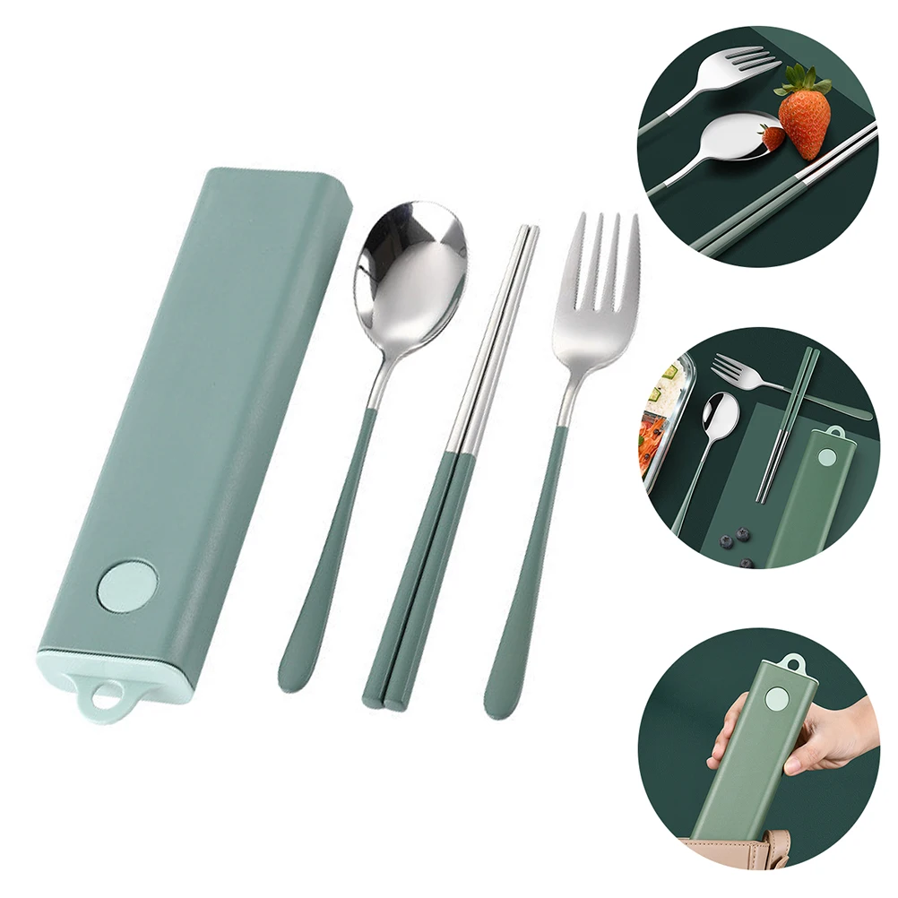 

Portable Tableware Set Stainless Steel Camping Cutlery Reusable Travel Chopstick Spoons Outdoor Dinnerware