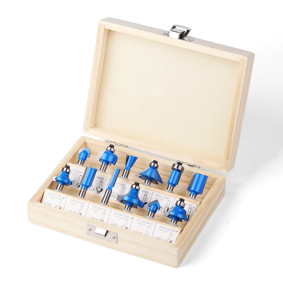 

12pcs 1/4in Shank Router Bits Set Trimming Straight Corner Bits Carbide Woodworking Milling Cutter Engraving Cutting Tools