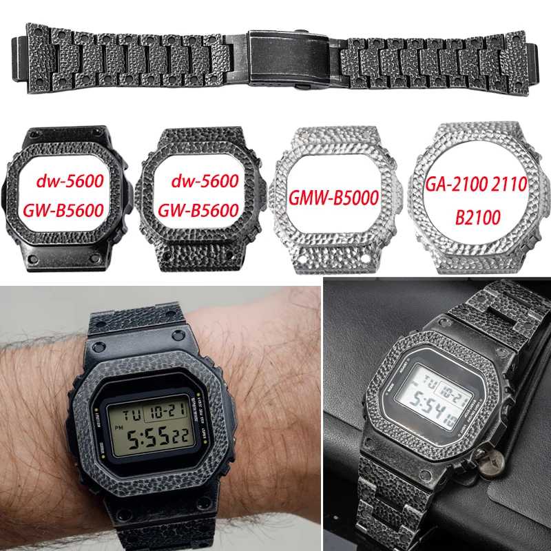 5600 GA2100 Metal bezel Watchband For Casio dw-5600 GW-B5600 GA-2100 gmw-b5000 titanium alloy steel case strap chain accessories