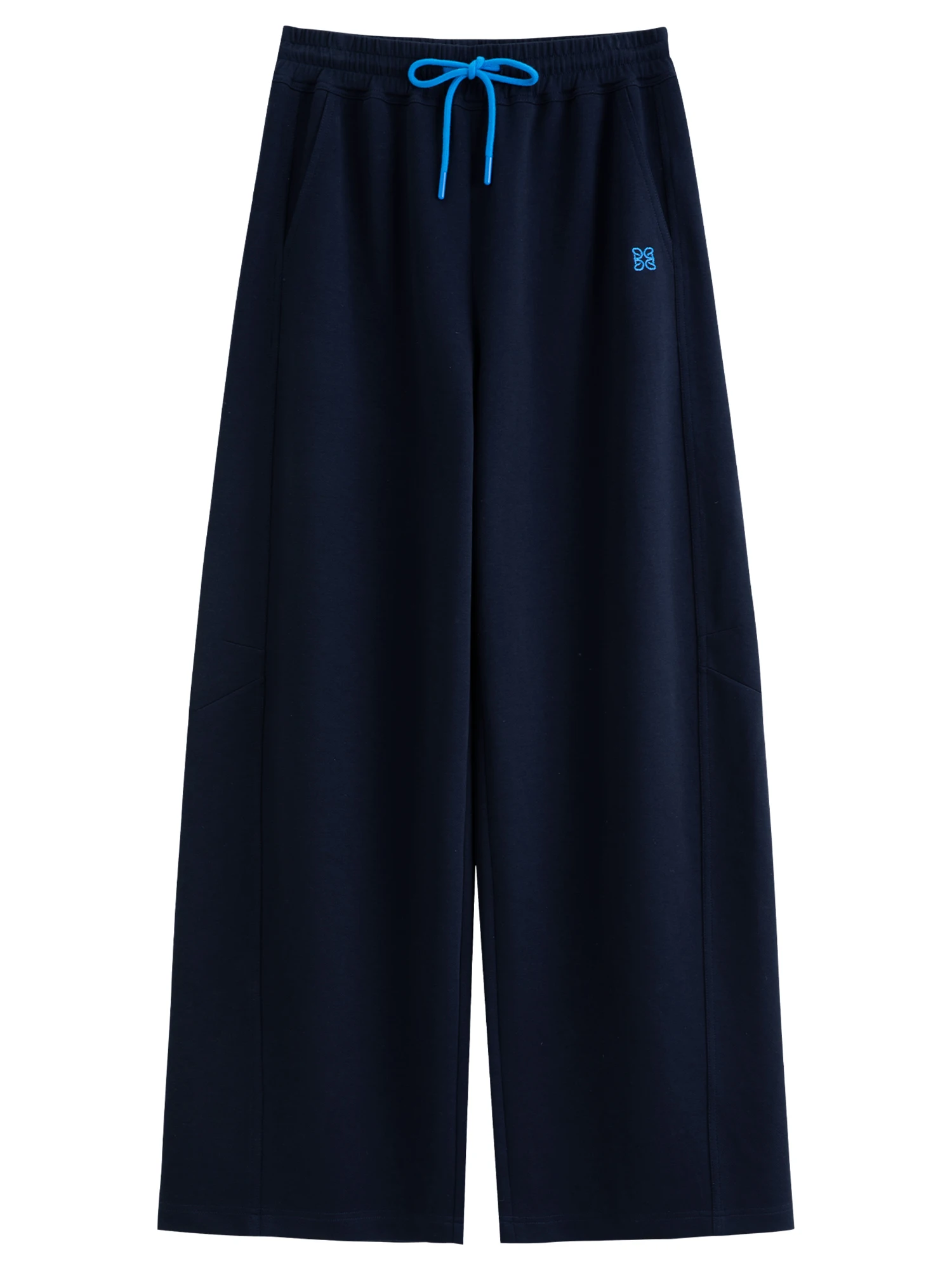 DUSHU 2026 Autumn New Women's Color-Block Drawstring Wide-Leg Pants Slimming Straight-Leg Trousers Available in Multiple Sizes