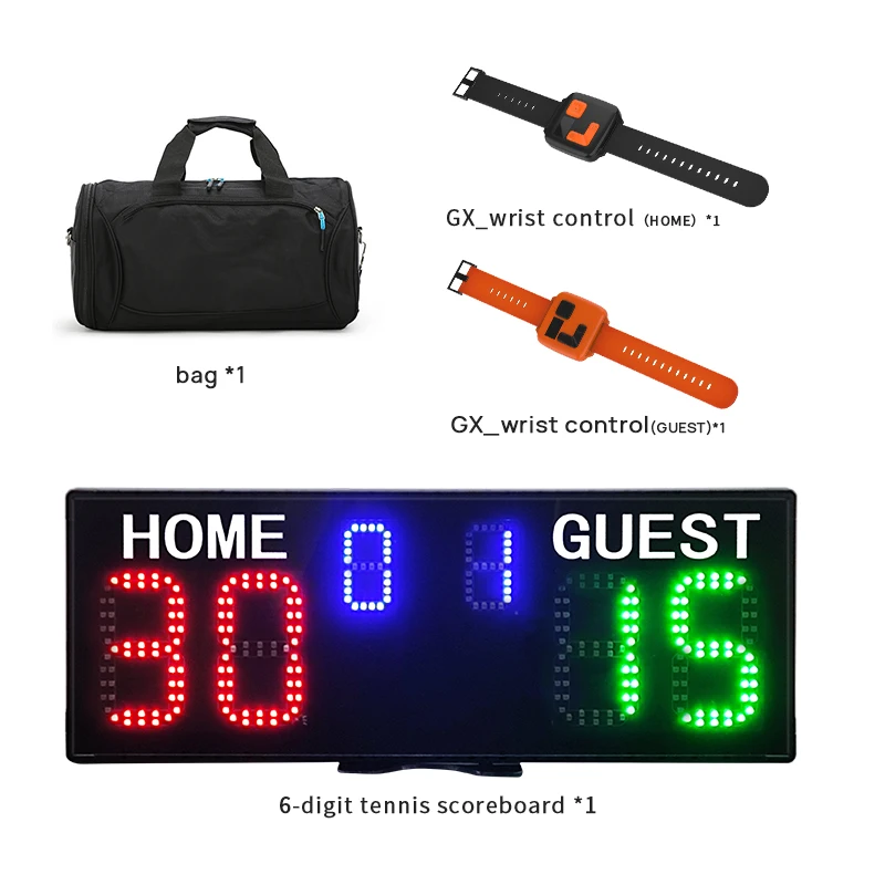 18650 Portable Rechargeable Battery Score Board Wireless Electronic Led Tennis Padel Wrist Control Digital Scoreboard