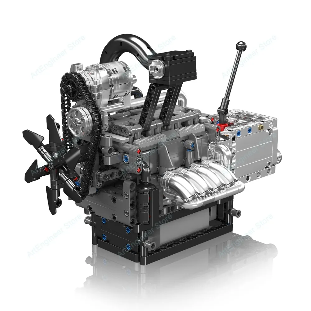 ألعاب محرك السيارة التقنية من مولد كينج 10212 محرك المكبس الدوار الآلي مجموعة مكعبات البناء هدية عيد الميلاد للأطفال