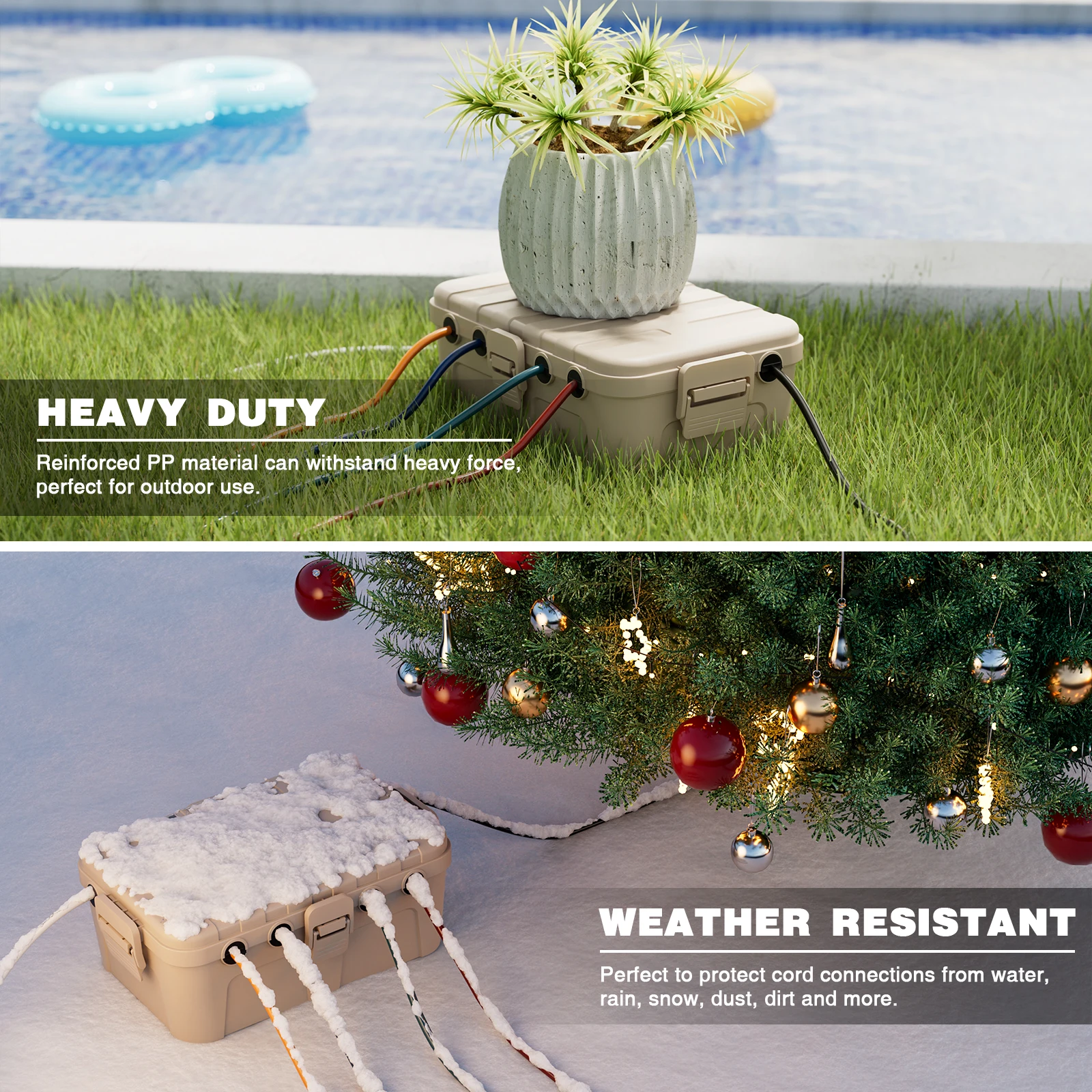 IP54 Large Outdoor Electrical Box (32*22*13cm) Waterproof Outdoor Extension Cord Cover Protector for Wire/Power Strip/Plug
