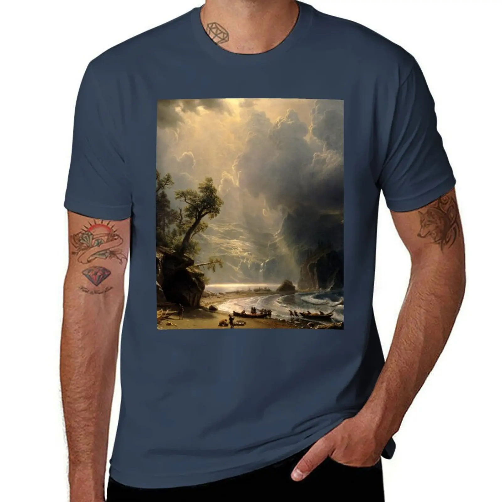 

Puget Sound on the Pacific Coast, 1870 by Bierstadt T-Shirt Plus Size Street Style Tee