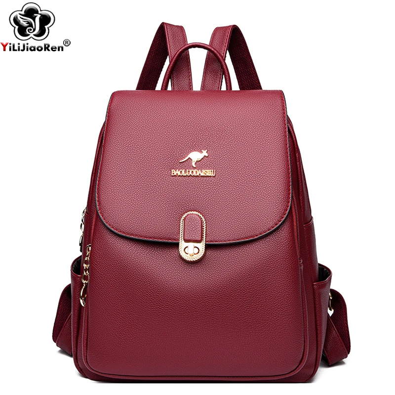 

Fashion Backpack Women Famous Brand Leather Backpacks Multi-function Rucksack for Ladies Travel Bags Large Capacity School Bag