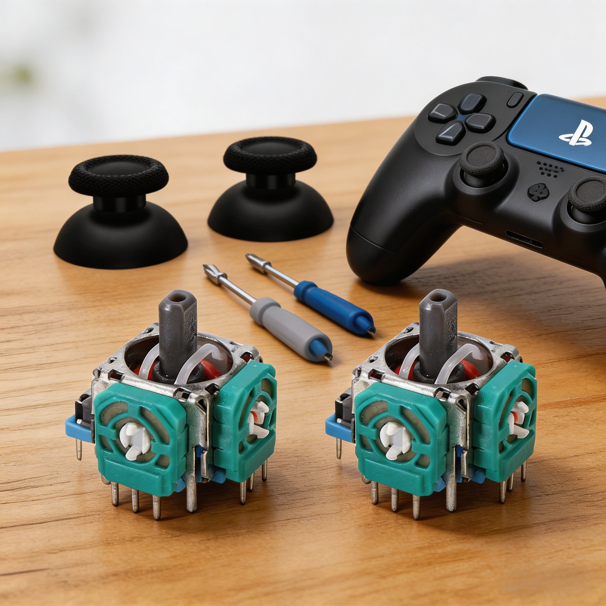 Für PS5-Controller 3D-Analog-Joystick-Sensormodul-Ersatz, Potentiometer-Reparaturteile mit Rutschfesten Daumengriffkappen