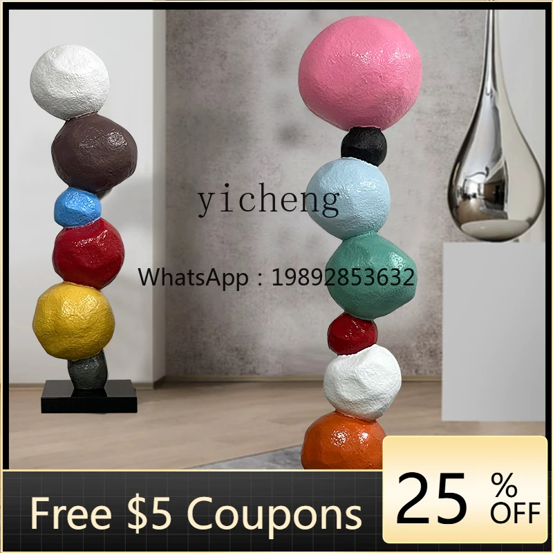 

BJ simple abstract color stone sculpture creative home living room window art installation floor decoration ornament