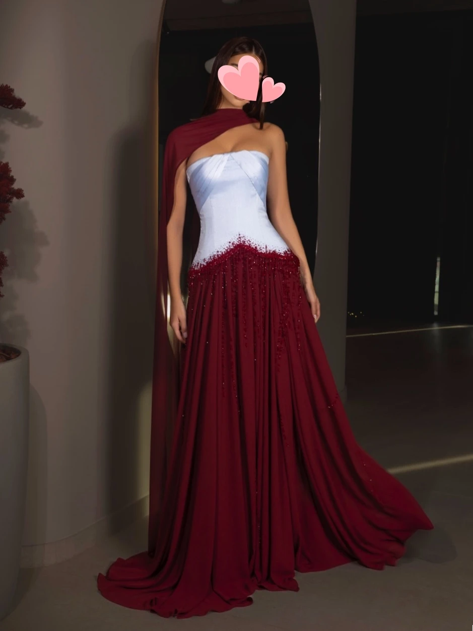 

Other Shore Elegant Vintage Sexy Red Beads Chiffon Ribbon New Stylish Customized Formal Occasion Prom Dress Evening Party Gowns