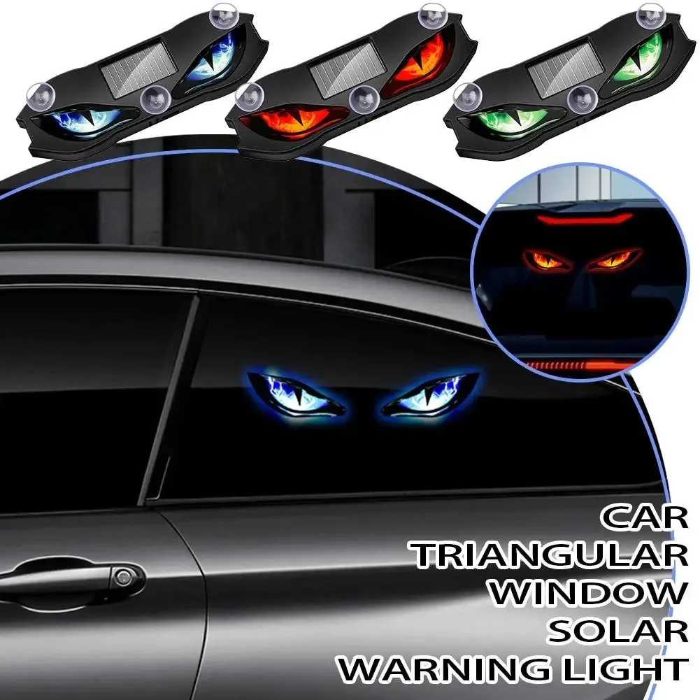Creative Car Demon Eye Light Cool Flashing Solar Warning Light Safety Suction Cup Installation Rear Window Light Auto Decoration