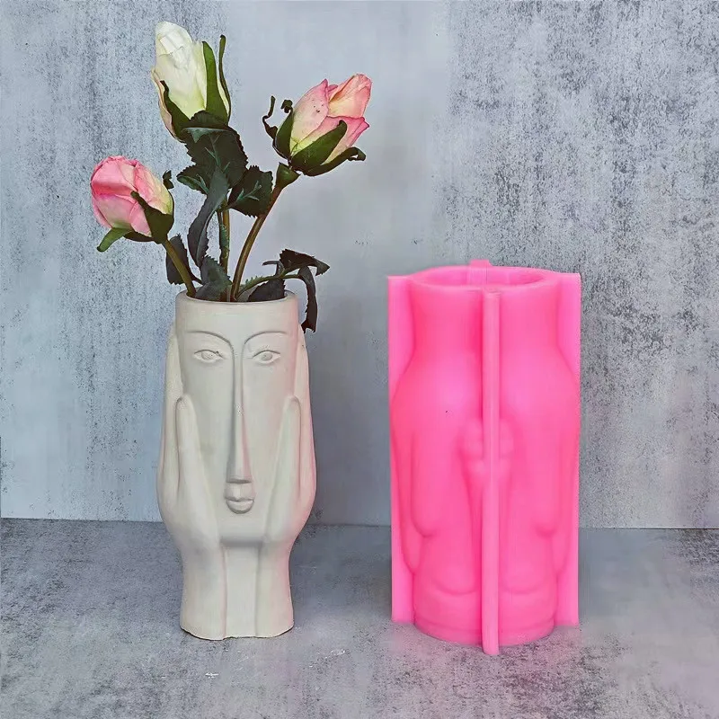 Abstract Face Vase Silicone Mold Epoxy Resin Decorative Crafts DIY Clay Plaster Pouring Flowerpot Silicone Mold Home Decoration solar led lawn lamp home garden atmosphere decoration grass waterproof landscape arrangement smart solar light