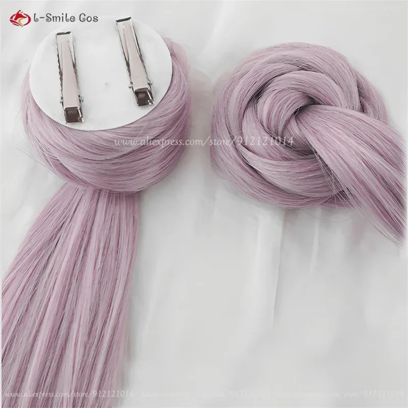 Nueva peluca de Cosplay Kako Tsukumo, pelucas largas de color morado rosado claro, pelo sintético resistente al calor, pelucas de Cosplay de Anime para mujer + gorro de peluca