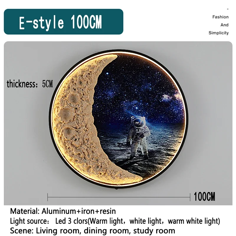 TINNY Modern Picture Wall Light outer space LED Mural Lamp 1 meter diameter Living Room Bedroom Children's room Decor Painting