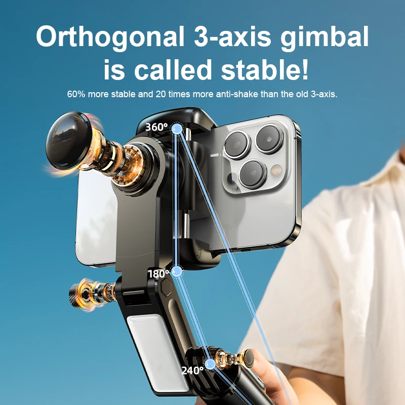 Orthogonal Three-axis Anti-shake Hand-held Tripod Head Stabilizer Mobile Phone Holders Stands Null Factory