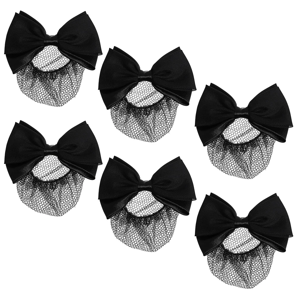 

6 Pcs Butterfly Festival Head Flower Hair Nets for Buns Women Hairnets Clips Bow Tie Ballet Dancer Fabric Accessory Cover Nurse