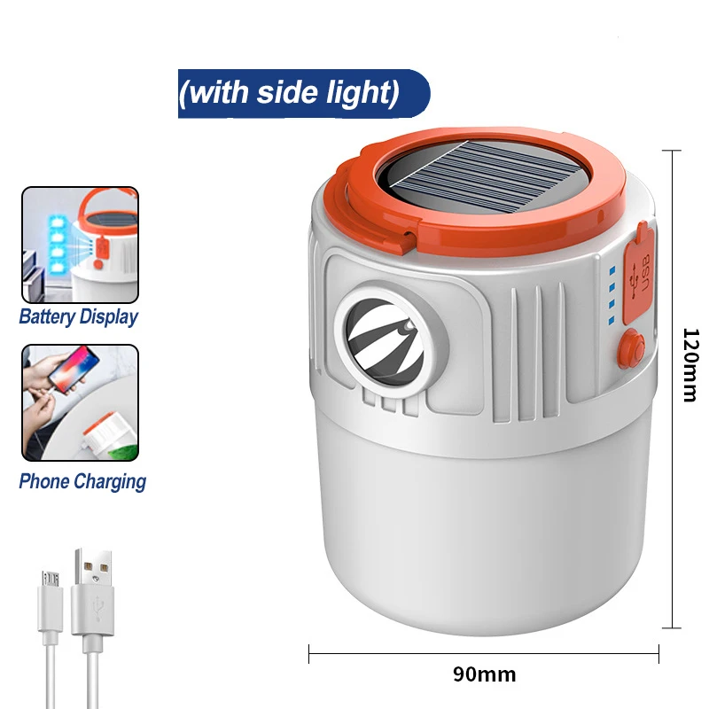 Powerful Solar Light Energy-Saving Bulb Night Market Lamp Mobile Outdoor Portable Camping Power Emergency Lamp Built-in Battery