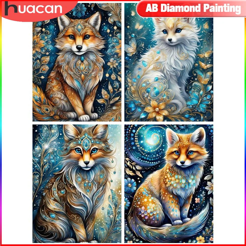 

HUACAN 5D DIY Diamond Painting Animal Fox AB Drill Mosaic Gorgeous Jewel Decorative Paintings New Arrivals