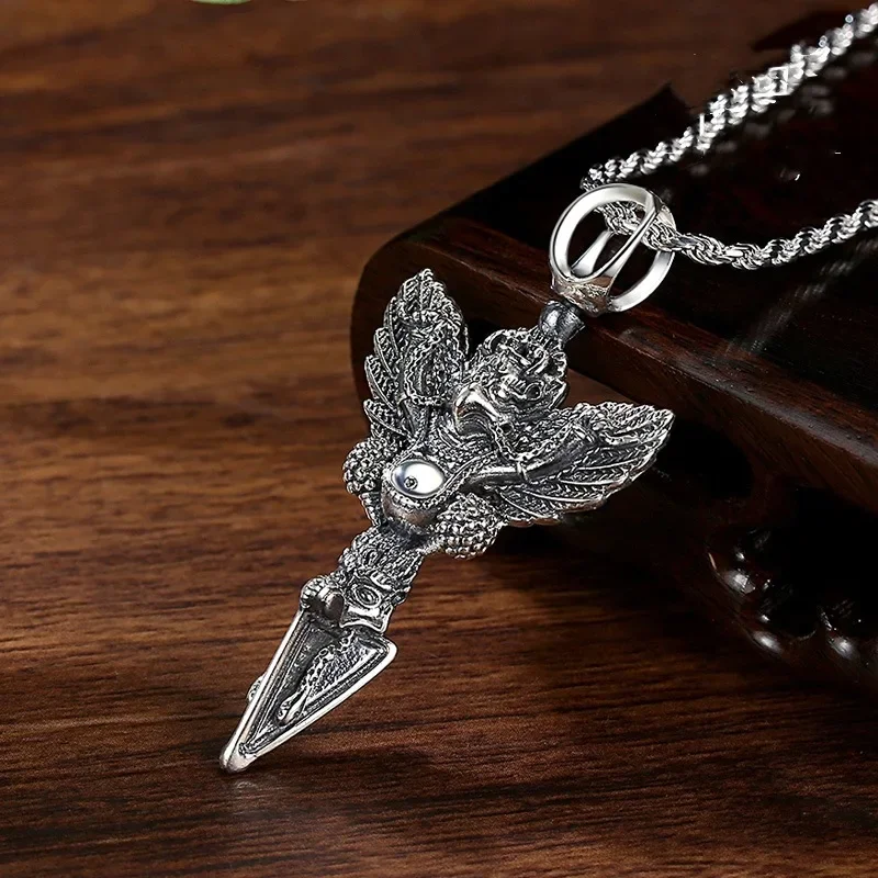 Fashion Jewelry Silver Color Dapeng Bird Pestle Pendant Necklace for Men Retro Domineering Eagle Necklace Trend Women's Chain