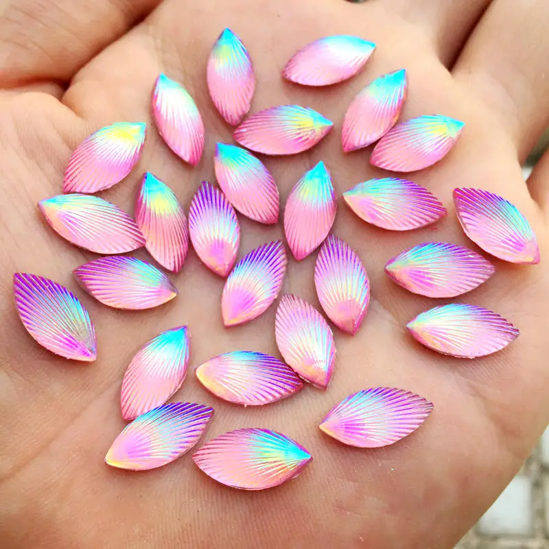 7*15mm Shell Horse Eye Shape AB Rhinestone Clothing Accessories Phone Flat Back Party Decoration.80pcs -A34