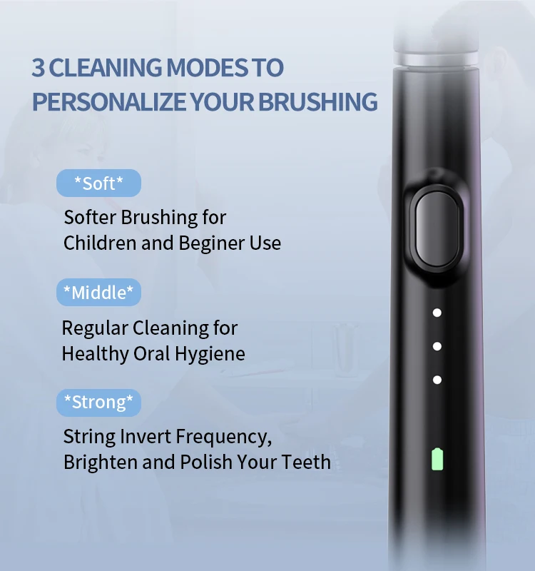Electric Toothbrush Ultra Thin Intelligent Sonic Electric Toothbrush 3 Operating Modes Type-C Charging Interface Whitening Teeth