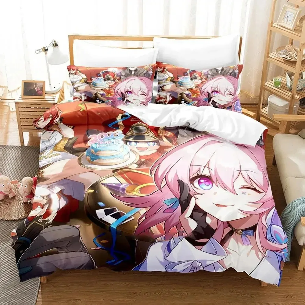 Anime Honkai Star Rail Bedding Set Boys Girls Twin Queen Size Duvet Cover Pillowcase Bed Kids Adult Fashion Home Textileextile