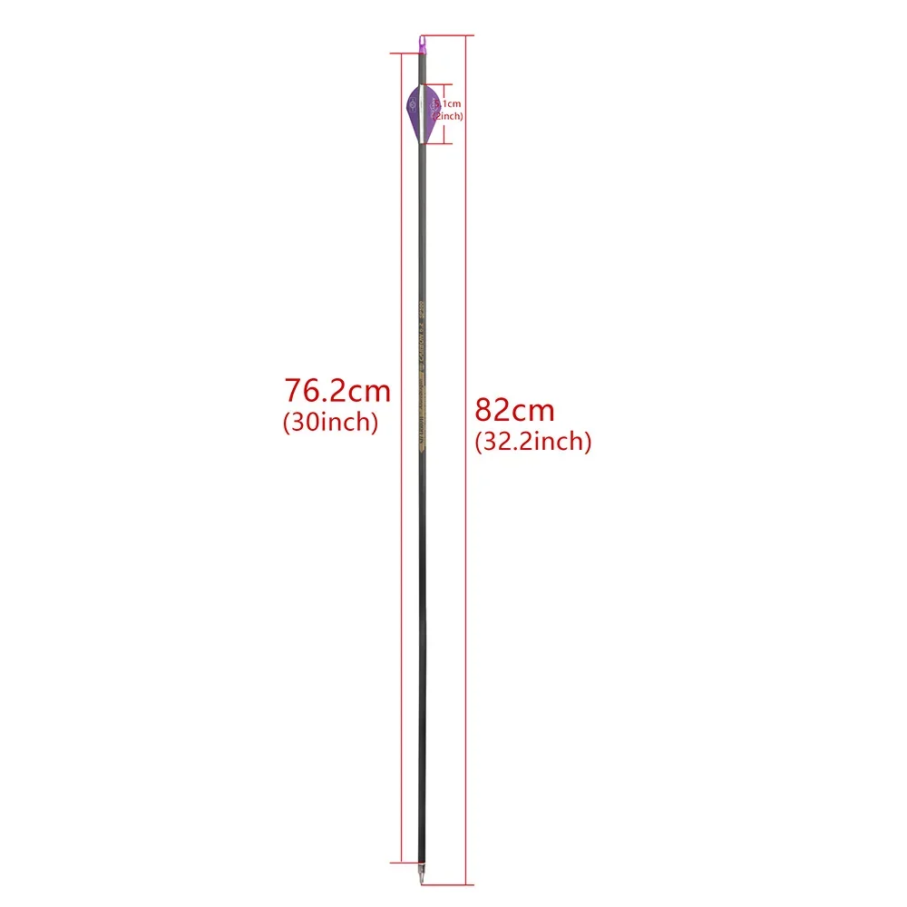 Flèches de tir à l\'arc en carbone pur avec 2 plumes en caoutchouc, accessoires de chasse, ID 6,2mm, Spine300, 350, 400, 500, 600