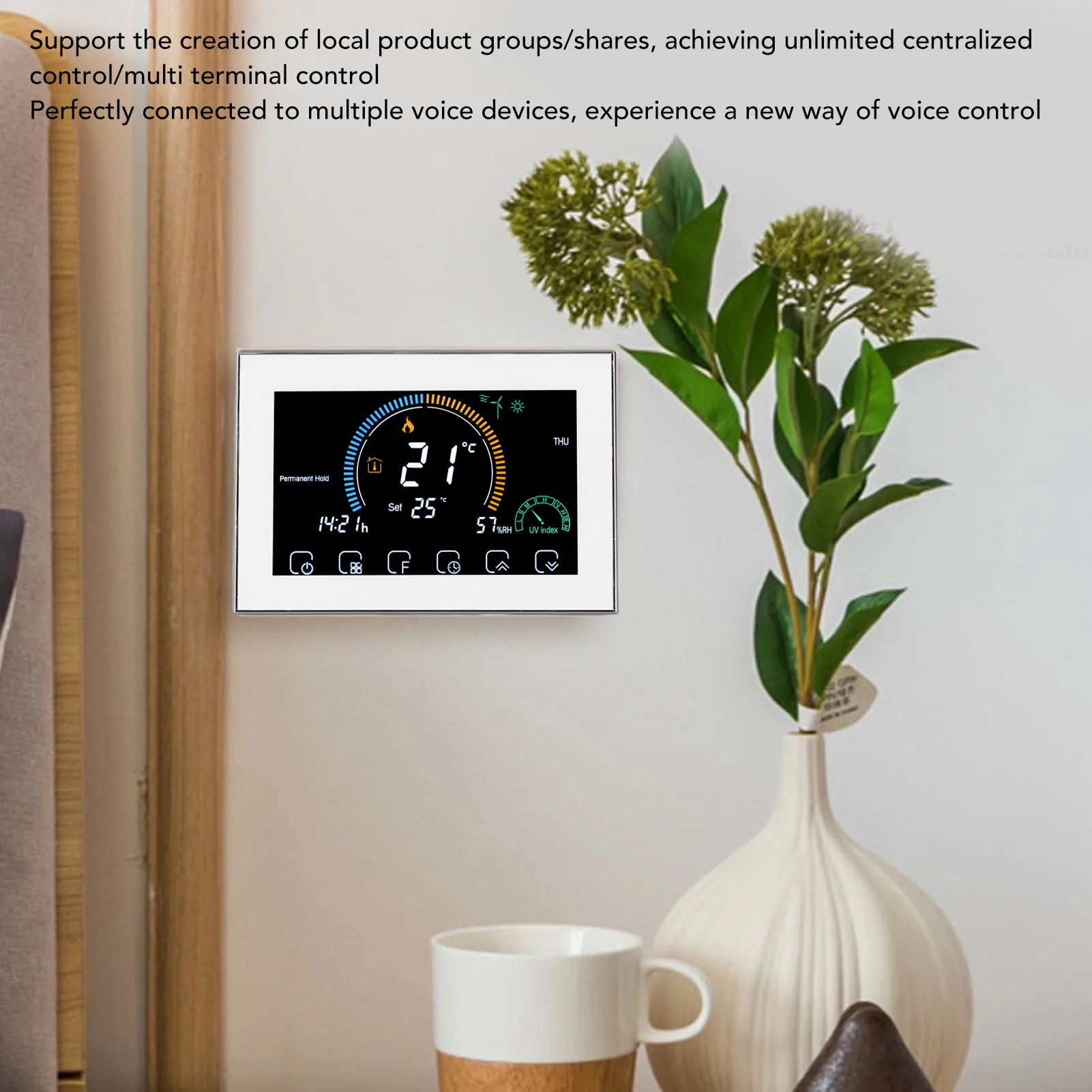 5A Smart Thermostat Switch WiFi APP Voice Control Programmable Touch Screen Thermostat for Home Floor Heating AC95‑240V