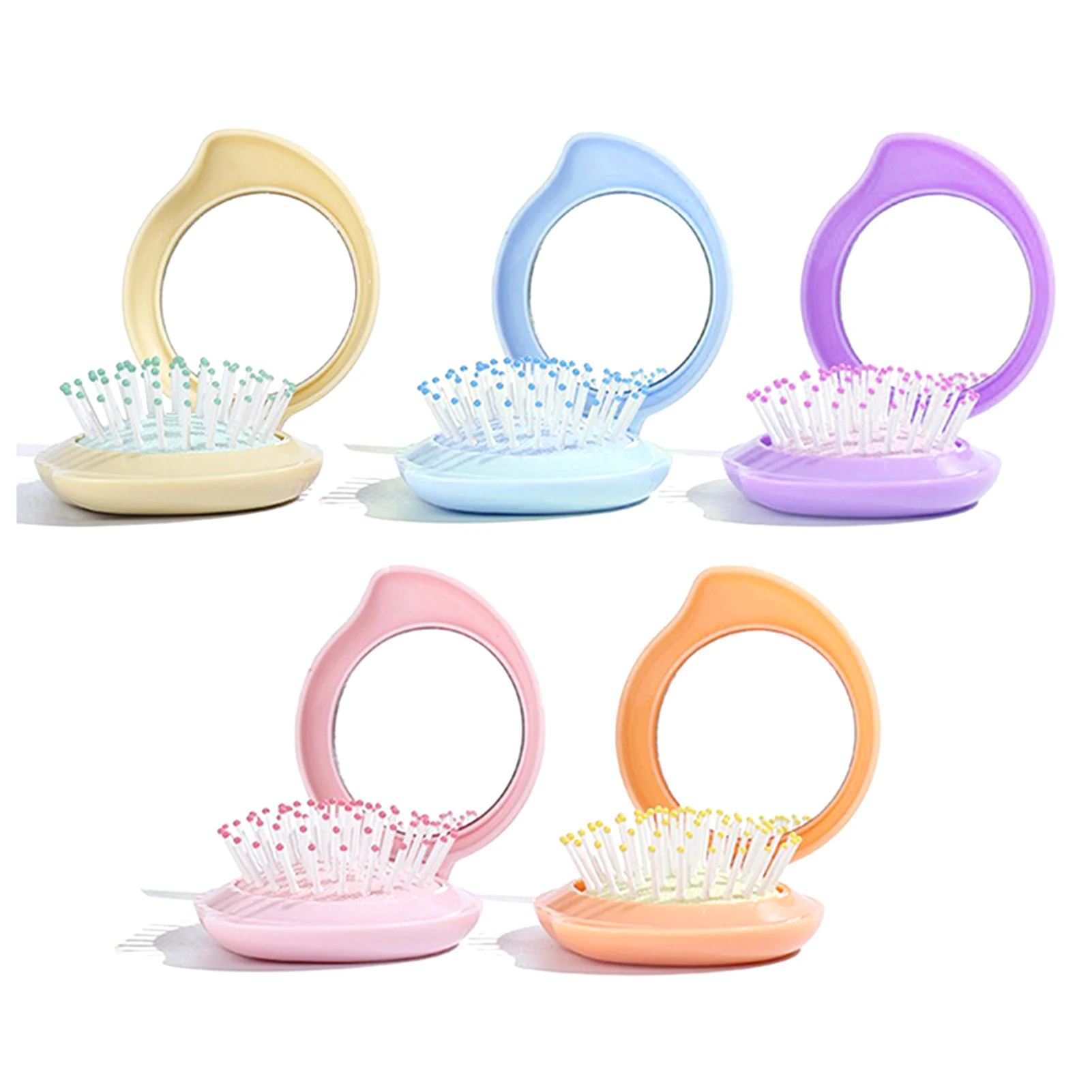 Girls Cute Cartoon Foldable Comb with Mirror Portable Small Peach Candy Folding Comb Children Air Cushion Hair Styling Comb