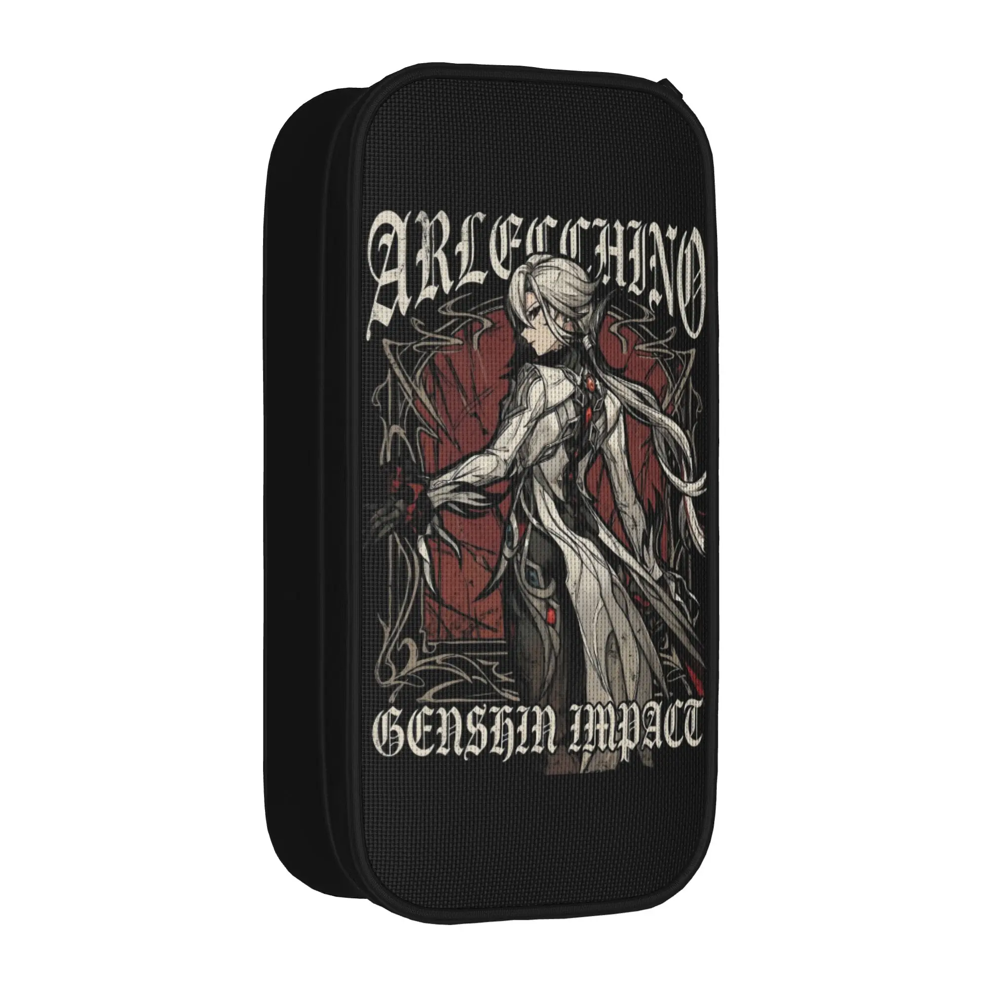 Arlecchino Genshin Impact Gothic Gaming Pencil Cases Fashion  Pen Holder Bag Kids Large Storage Office Pencil Box,