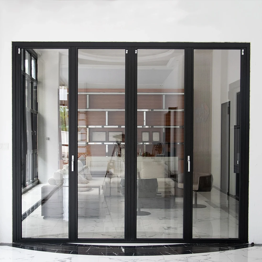 Sixinalu Franse Patio Accordeon Vouwdeur Interieur Modern Design Aluminium Glas Bi-fold Deur Balkon Schuifdeuren voor Villa