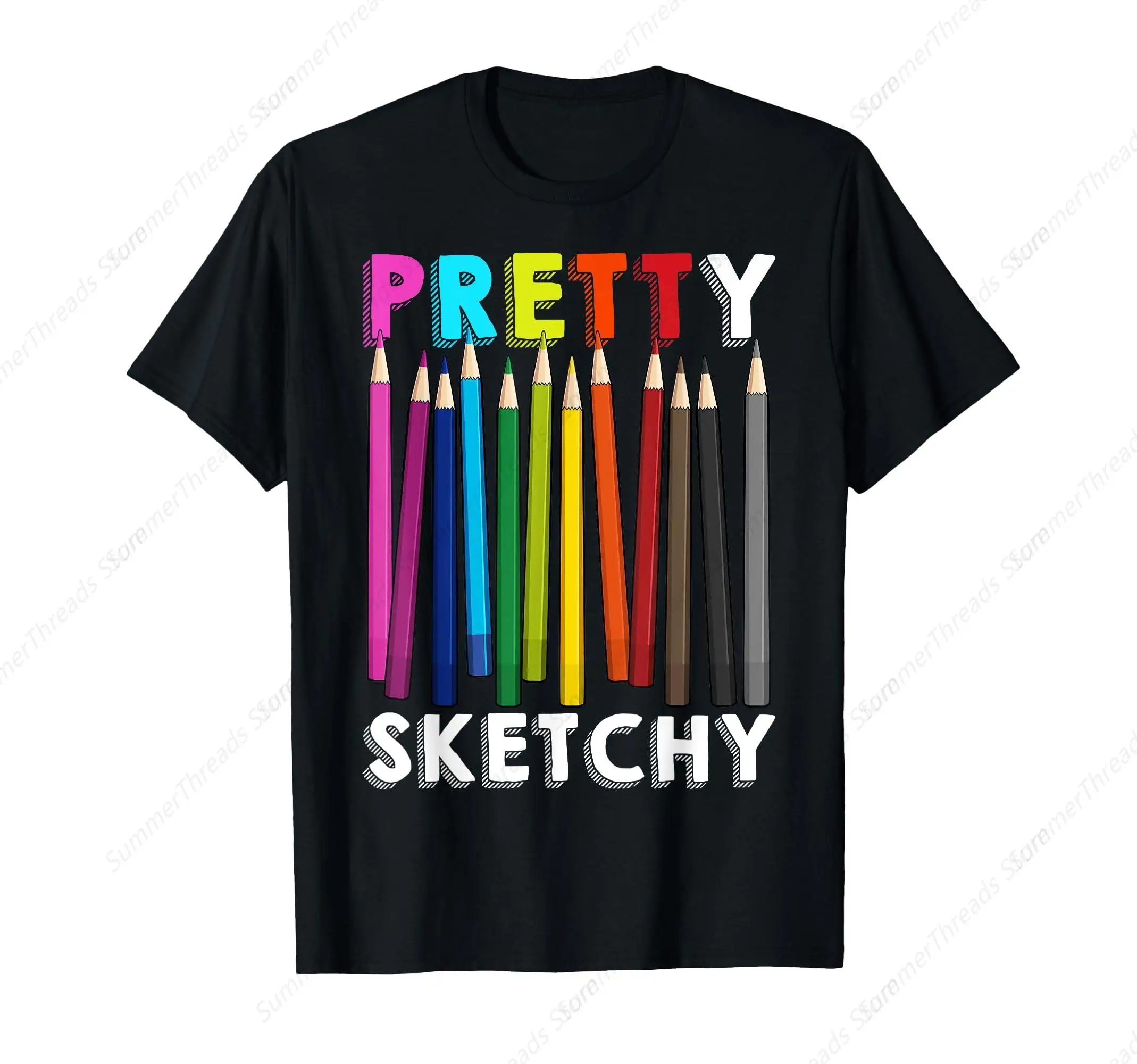Pretty Sketchy Fun Art Lover Colored Pencils Artists Gift T-Shirt