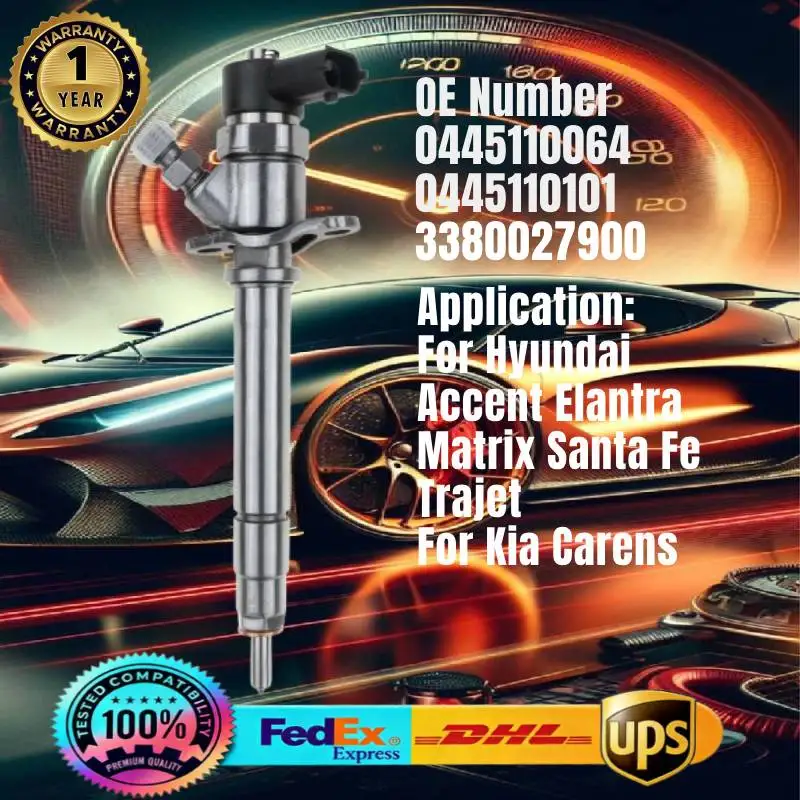 

0445110064 0445110101 3380027900 Common Rail Fuel Injector for Hyundai Accent Santa Fe Trajet Kia Carens 2.0 CRDi D3-EA