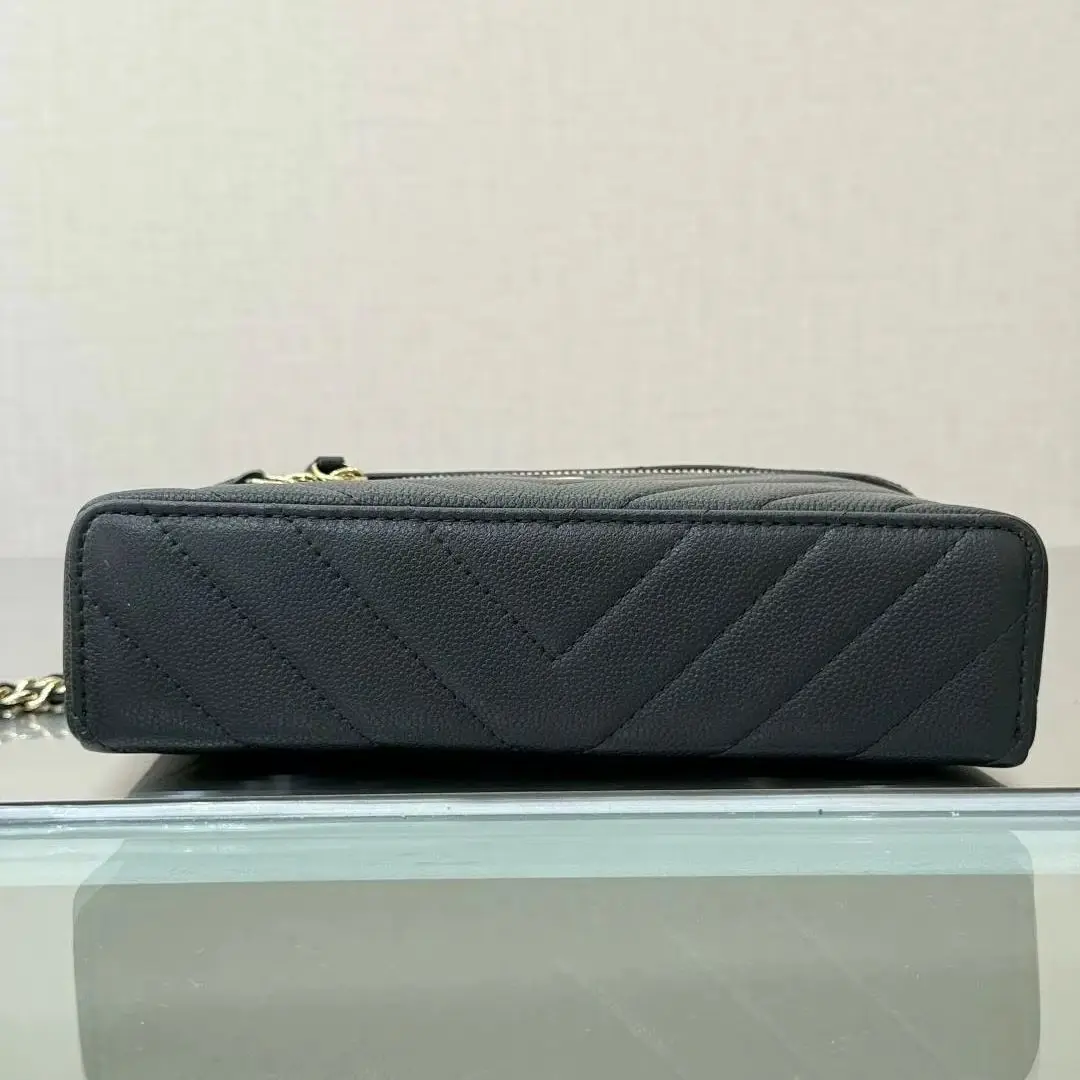 Schwarze Diamant-Gesteppte Kameratasche, Luxuriöse Multifunktionale Handtasche