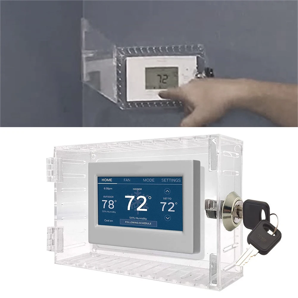 1PC Constant Temperature Box Cover ABS Locking Thermostat Cover Tamper Lock Protection Box With 2 Keys 1PC Constant
