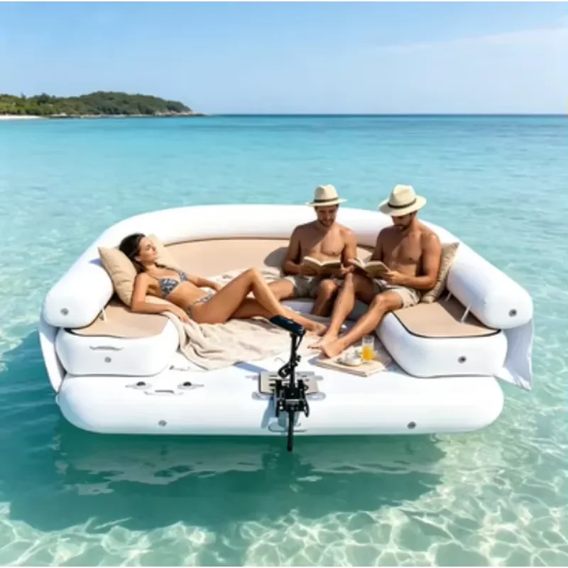 Large Inflatable Floating Mat Water Island Platform Outdoor Entertainment Dock Carrying Bag Custom Color Logo