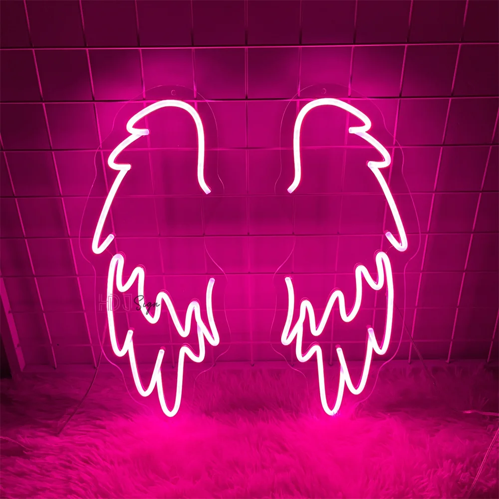 

Angel Wings Custom LED Neon Sign A Pair Wings Neon light Sign Wall Decor for Wedding Party Bar Neon Lamp Girls Birthday Gift