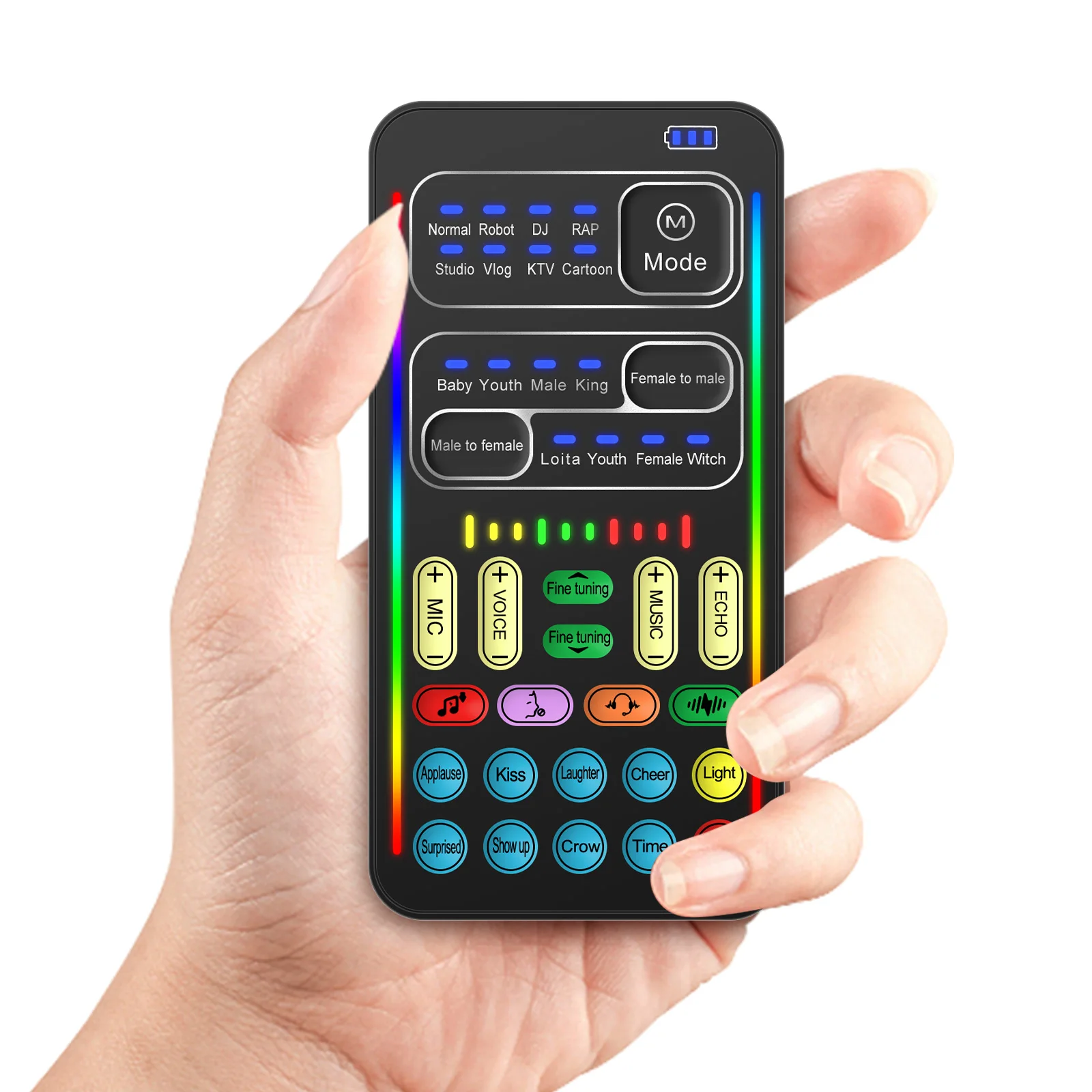 i9 Recording Mini Sound Card Voice Changer Set Colorful LED Lights for Live Streaming Bluetooth-Compatible Live Sound Card Audio