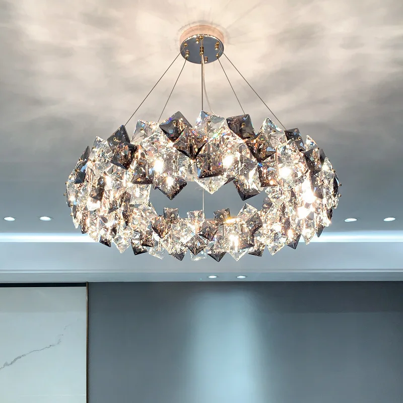 

Post-modern light luxury living room lamp, simple and modern atmosphere, bedroom, dining room, villa crystal chandelier