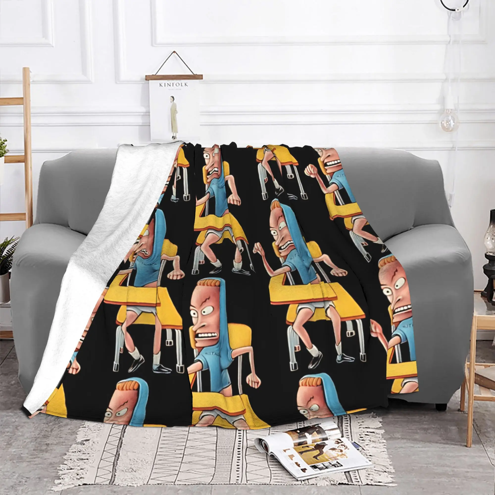 1PC Retro Slacker Cartoon  Beavis and Butt Head Home Room Decorations Winter Blankets For Adults Bedding Home Interior Sofa Knee