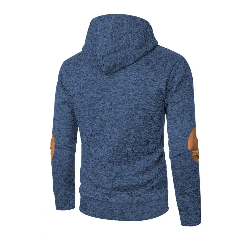 Men Polyester Hoodie Comfortable Men Hoodie Men's Fleece Lined Hoodie Pullover Warm Casual Sweatshirt with Button for Autumn