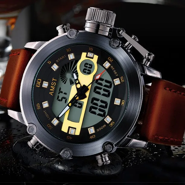 AMST Men's Multifunctional Casual Fashion Sports Waterproof Student Electronic Watch Belt Watch