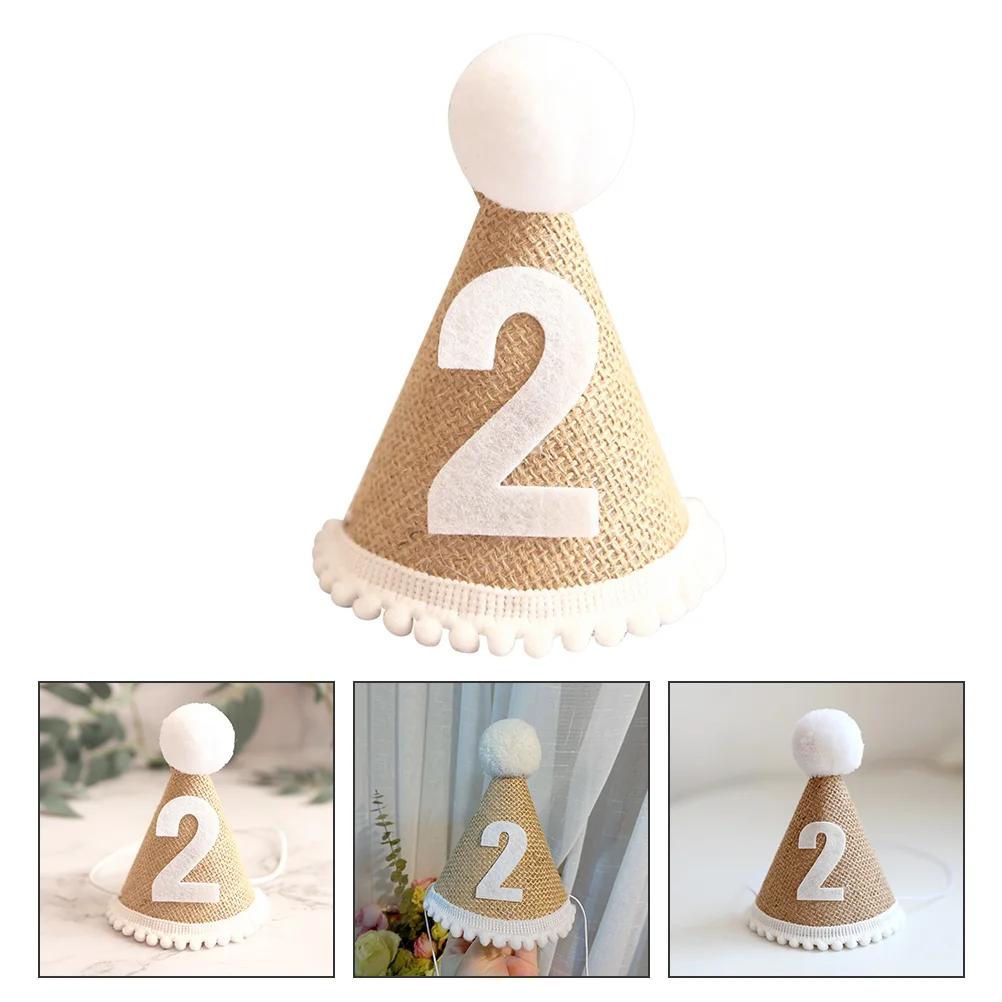 Birthday Party Hat Lids Kids Adorable Linen Hats Photo Prop Favor Baby Decorative Children Headwear