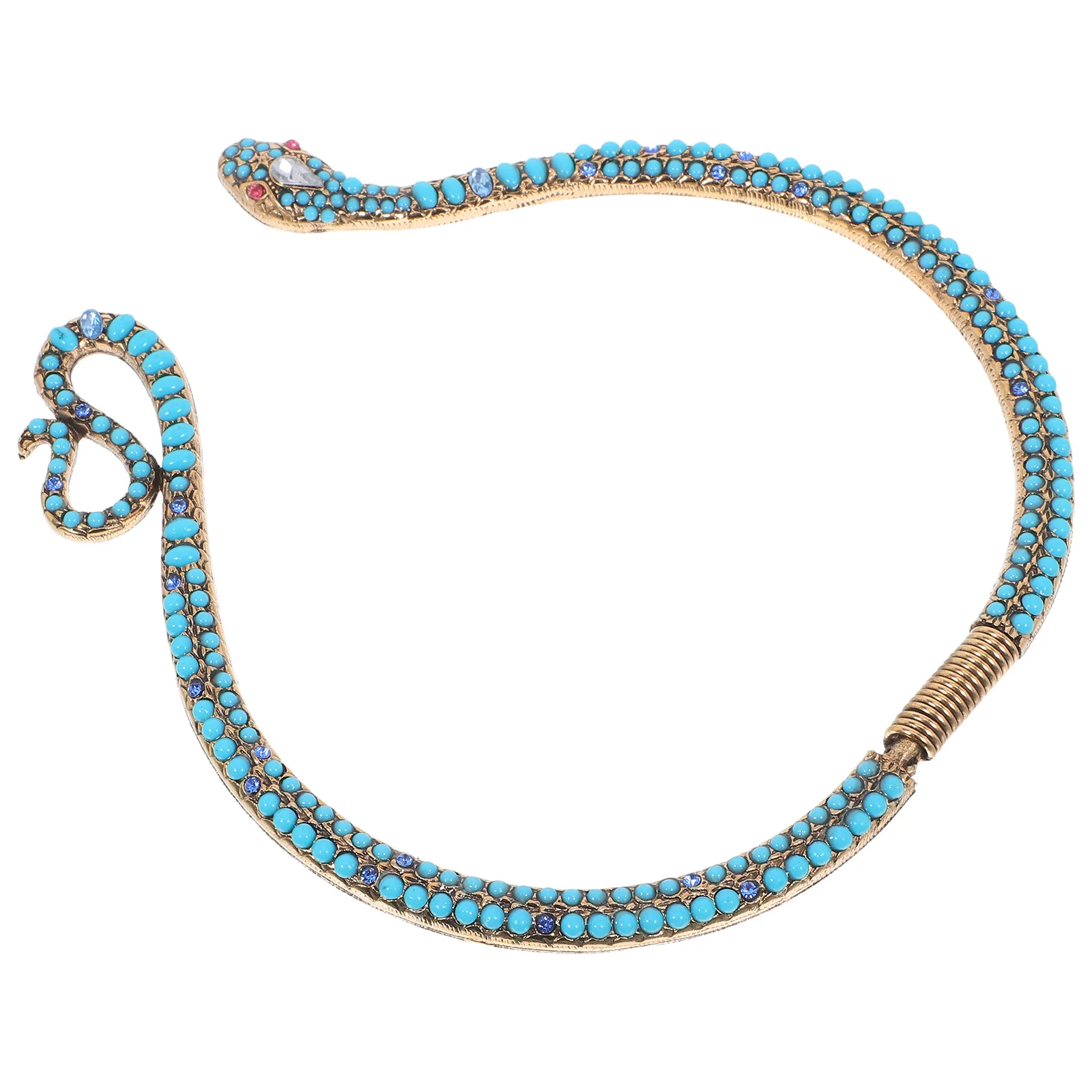 

1pc Alloy Rhinestone Snake Necklace, Snake Choker For Women, Clavicle Chain Animal Jewelry, Retro Halloween Costume Party Neck