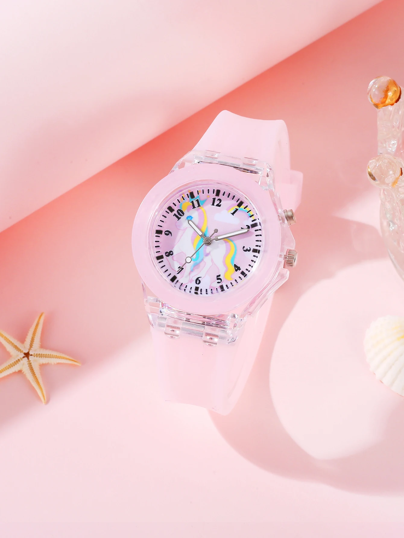 5PCS pink cute silicone Unicorn digital watch and unicorn bracelet sales Jewelry set l Gift no gift box